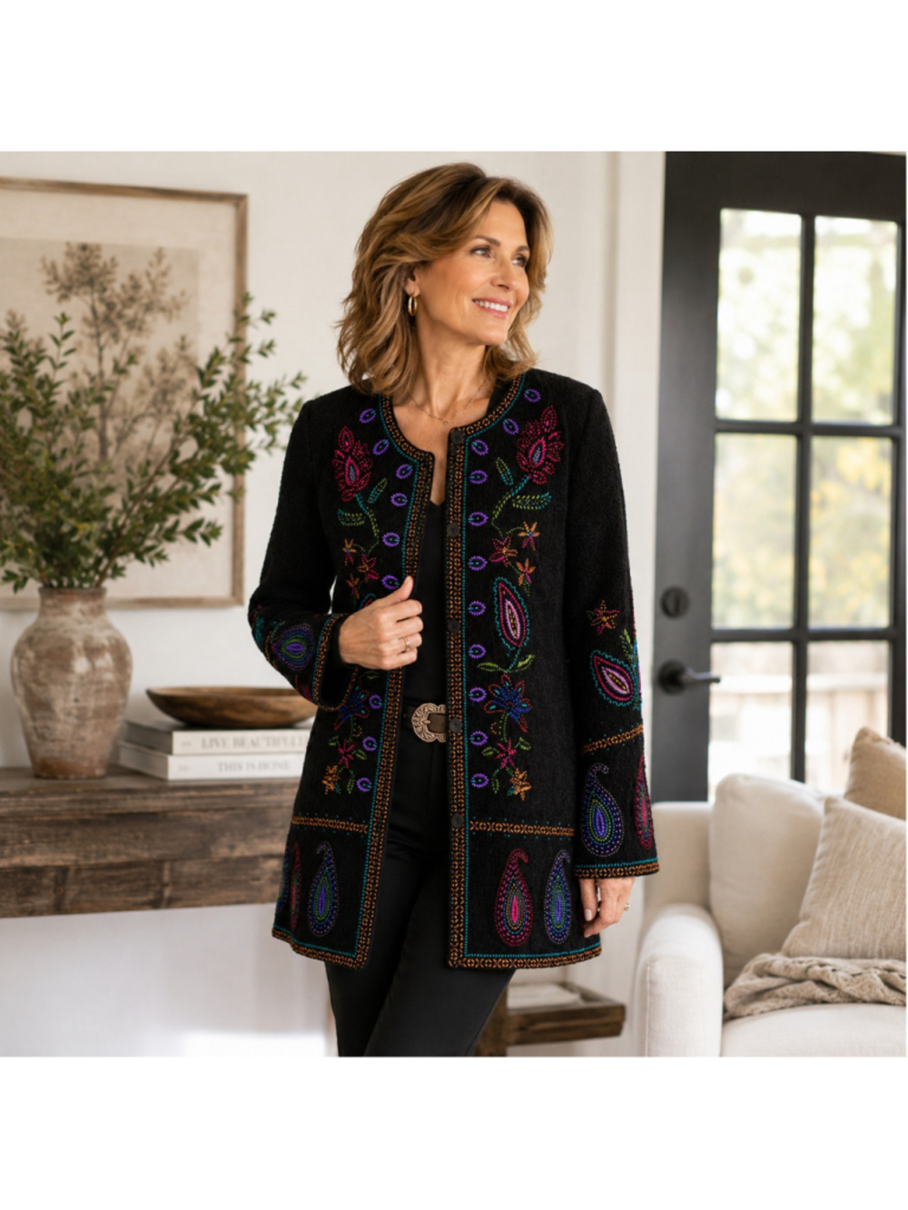 Linea by Louis Dell’Olio XL Black Art to Wear Fairy Wool Blend Boho Jacket